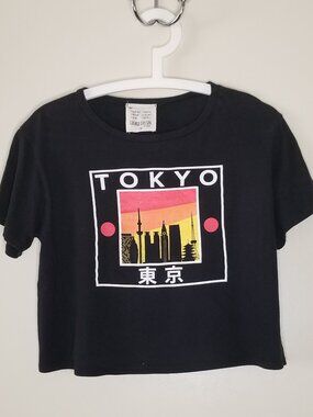 French Pastry Crop Top - Tokyo Vibes Black Size: Small